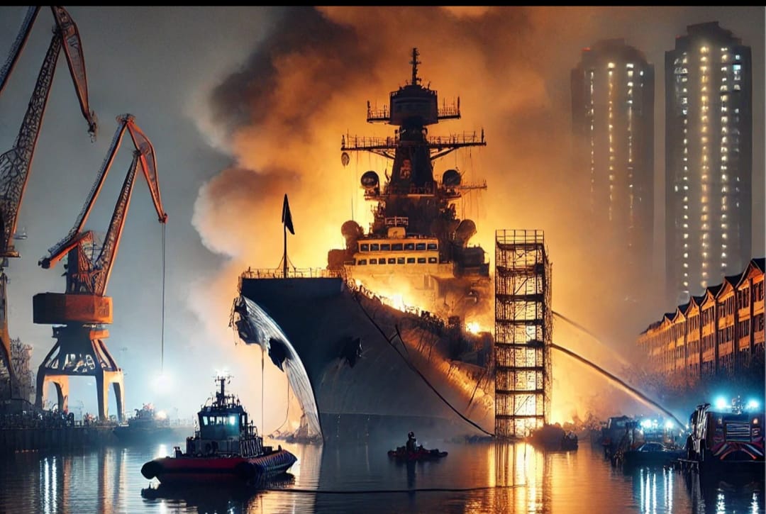 കടൽമധ്യേ തീപിടുത്തം: ഇന്ത്യൻ നാവികസേനയുടെ തീവ്രമായ രക്ഷാപ്രവർത്തനം