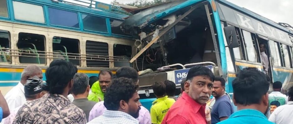 തെങ്കാശിയിൽ സ്വകാര്യ ബസുകൾ കൂട്ടിയിടിച്ച് വൻ ദുരന്തം;