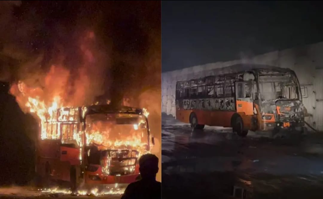 ബെംഗളൂരു-കോഴിക്കോട് കെഎസ്ആർടിസി ബസ് കത്തിനശിച്ചു; ഒഴിവായത് വൻ ദുരന്തം